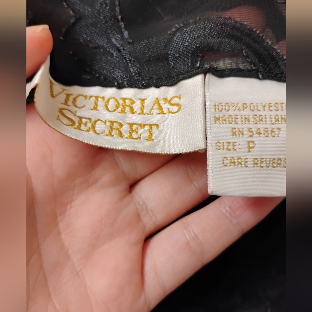 Vintage 1980s 1990s Victoria's Secret Leaf Motif Sheer Slip Dress Mini - Picture 2 of 4
